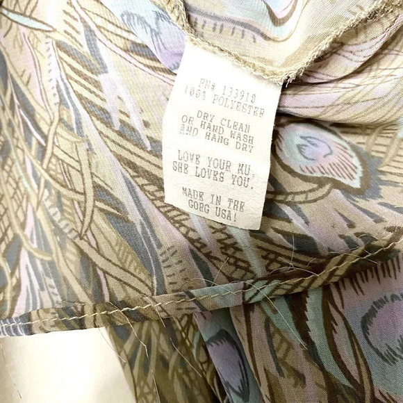Show Me Your MuMu Peacock Feather Oversized Tunic Blouse Butterfly Sleeve Med - Picture 9 of 9